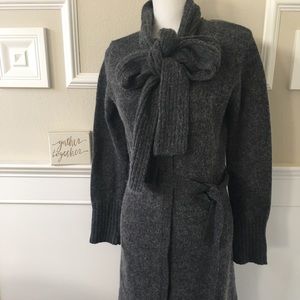 BCBGMaxAzria Heather Charcoal Gray Knit Tie-Waist Dress